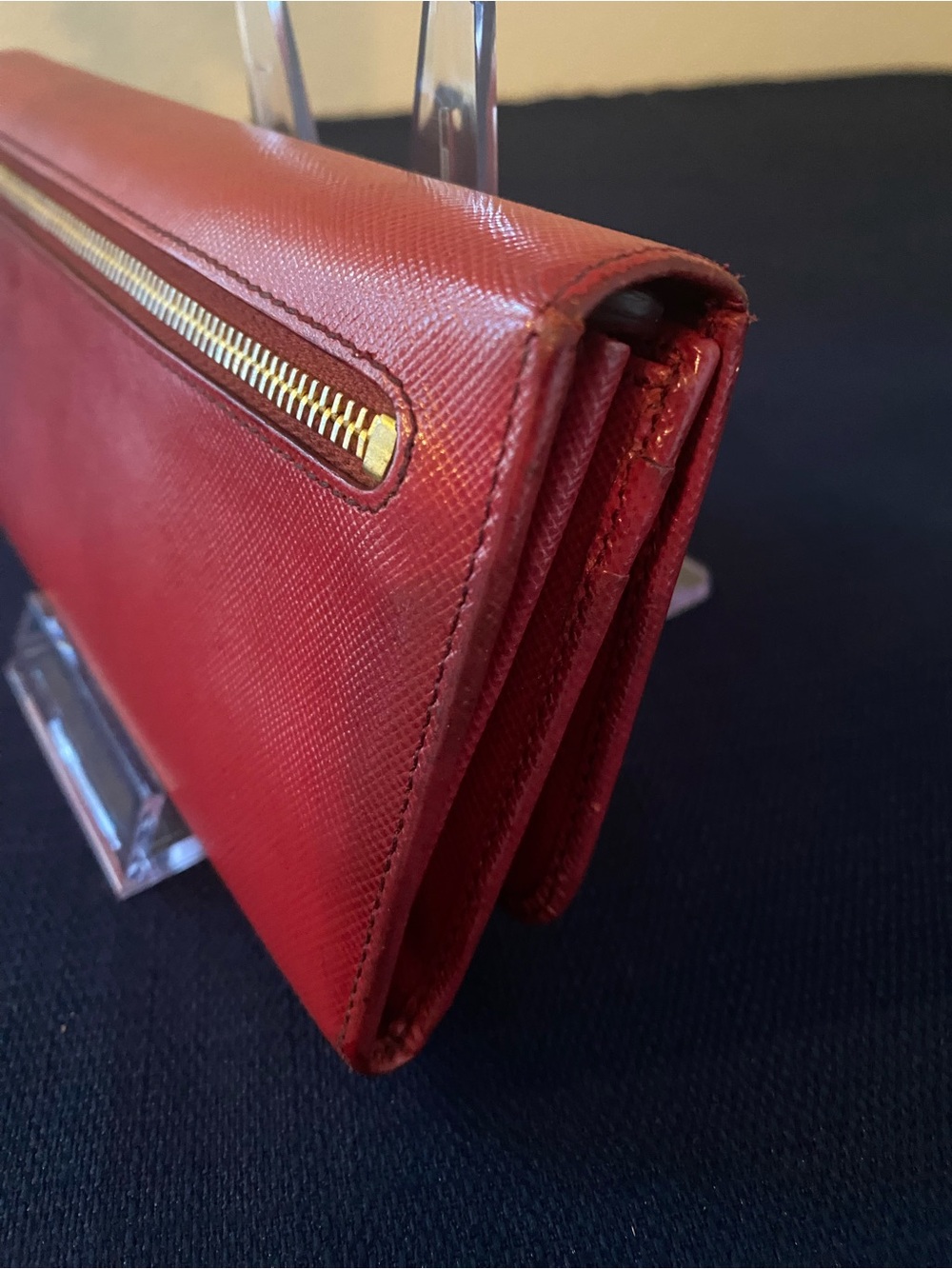 Prada Rubino Saffiano Leather Continental Wallet with Metal Logo - Picture 8 of 14